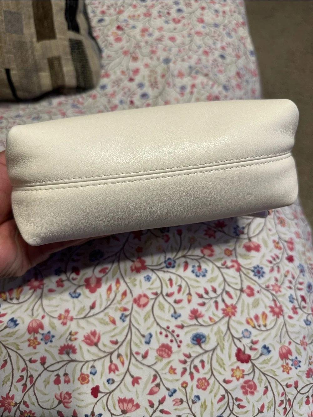 Victoria's Secret Ivory Quilted Clutch with Gold VS Emblem